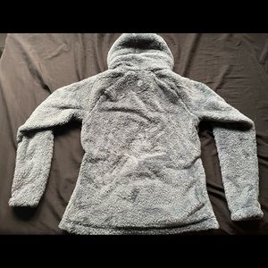 sea green fuzzy hooded sweatshirt